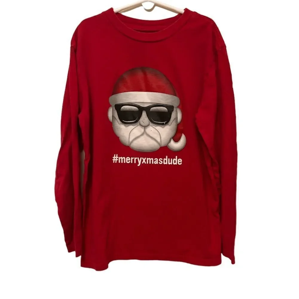 The Childrens Place size youth large red Merry Xmas dude shirt.
